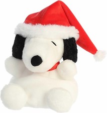 Aurora Festive Peanuts Santa Snoopy Palm Pals Stuffed Animal - White 5 Inches