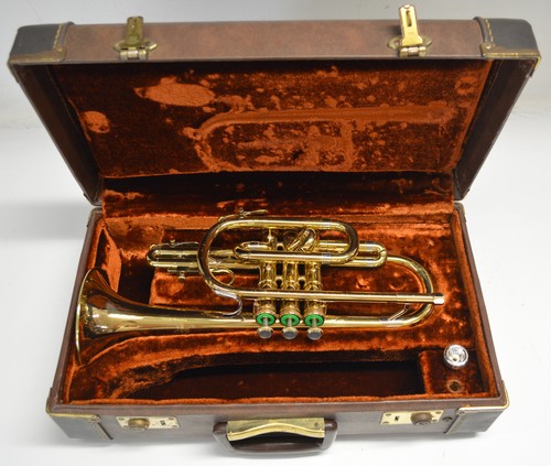 OLDS A5 CORNET WITH ORIGINAL CASE AND BACH 7C MOUTHPIECE, FULLERTON CALIF