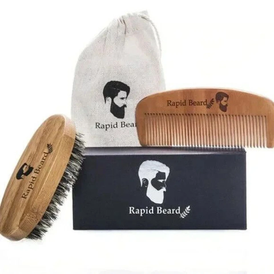 Juego de cepillo y peine para barba de aseo, peinado y modelado de barba Rapid Beard para hombre ~NUEVO Foto 3 de 4