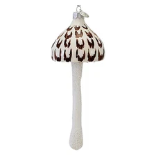 Morawski Brown & White Mushroom Glass 7.5 Inch Ornament Shaggy Parasol 19011