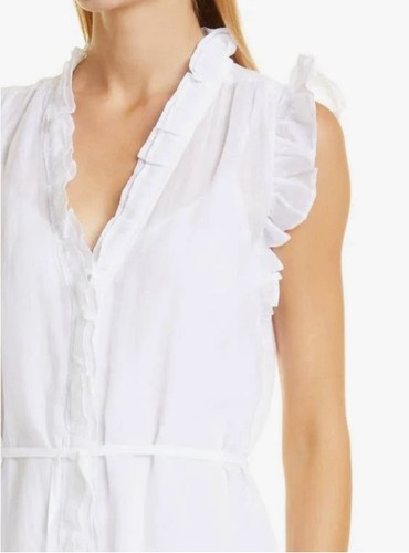 Women’s Frame Summer Dress Large White Ruffle Sleeveless Beach NEW w/Tag - Picture 2 of 14