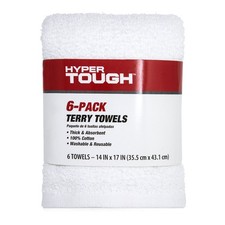 100 Cotton 14" x 17" All Purpose Terry Towels 6 Pack White Household Cleaning