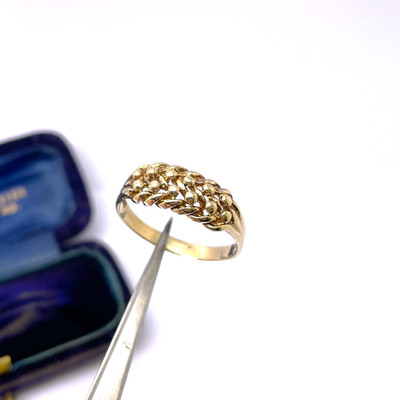 9 kt Gold Keeper Ring Größe V gepunzt 9 kt Gelbgold Vintage 1982 Ring 3 g