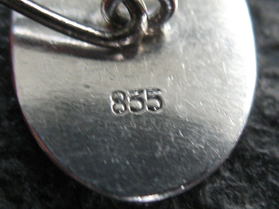 Manschettenknöpfe Silber 835 Vintage Handarbeit von ca. 1960 mit Bernstein  - Bild 3 von 3