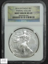 2014 American Silver Eagle ASE $1 (PARTIAL COLLAR MINT ERROR) NGC MS 69