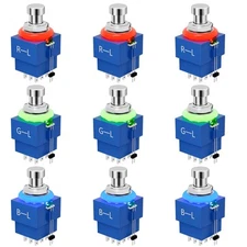 Guitar Pedal Switch Lighted 3PDT 9 Pin Latching Stomp Footswitch Solder Lugs ...