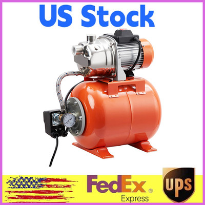 1HP Stainless Steel Shallow Well Pump with Pressure Tank,Winter Proof for Garden