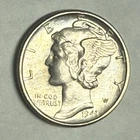 1943 MERCURY silver U.S. dime. Satiny white gem BU. #q1