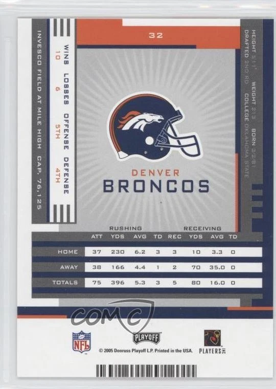 2005 Playoff Contenders Tatum Bell #32 - Image 2 of 2