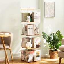360° Rotating Bookcase Freestanding Spinning Bookshelf Storage Rack Home Office