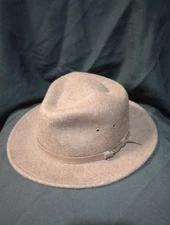 Scala Brown 100% Wool Felt Fedora Hat – Classic Wide Brim Men’s Size M