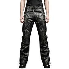 Men  s Black Leather Pants Handmade Gothic Biker Steampunk Motorcycle Cargo Pant