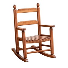 Child Rocking Chair Kids Wooden Rocker Small Baby Toddler Ages 3-6 Brown Comf...