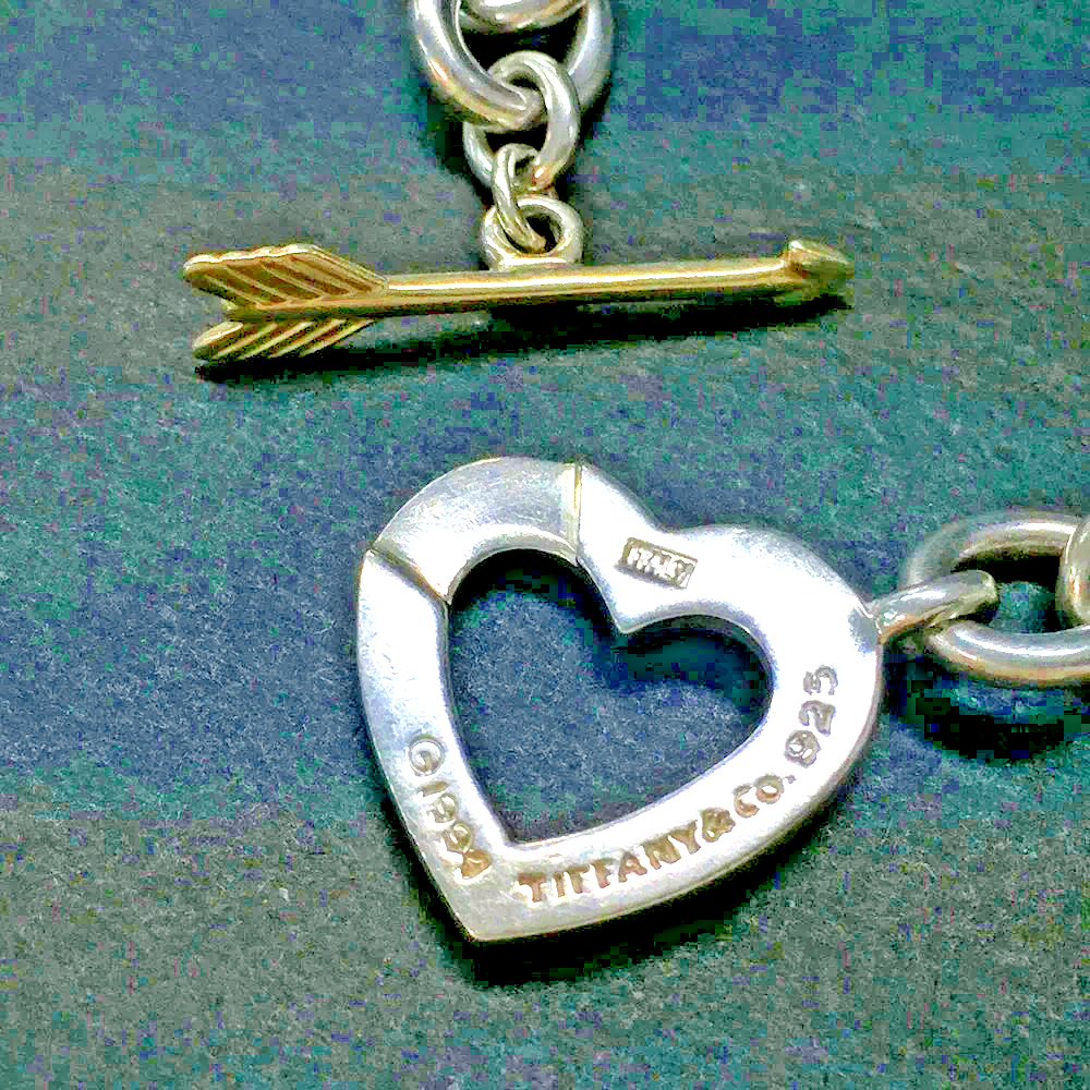 Tiffany & Co. Sterling Silver Open Heart Arrow Toggle Choker