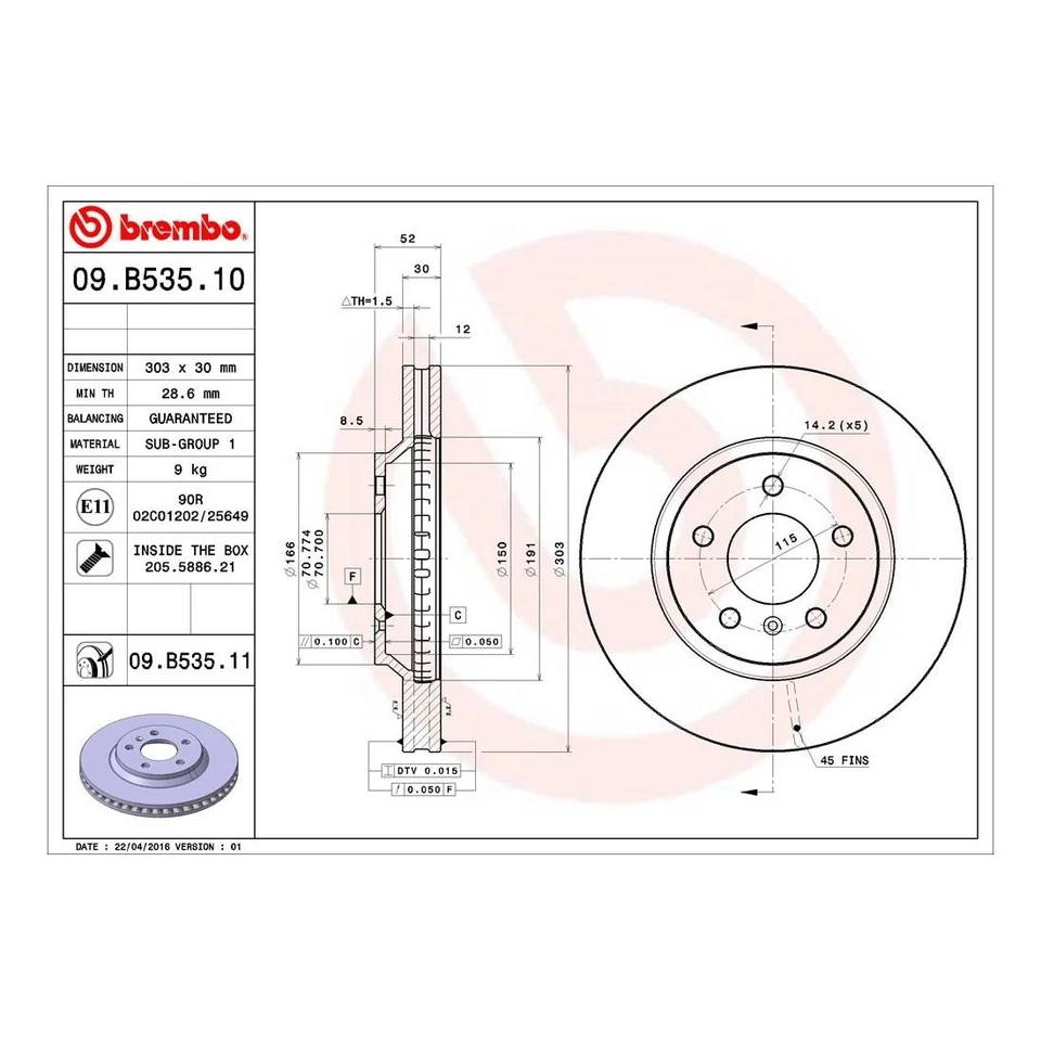 Rotor de freno de disco delantero para Chevrolet Impala 2006 2007 2008 2009 2010 2011-2013 Foto 2 de 4