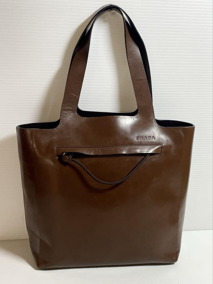 Prada Genuine Italian Leather Tote Shoulder Bag Designer Handbag