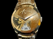 Lord Elgin 1950 Vintage Watch Iron Mask Chevron 14KGF 31mm Jump Hour Men's