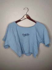 Vintage Body Alive Womens Crop Top Medium Blue Embroidered Sweatshirt A13