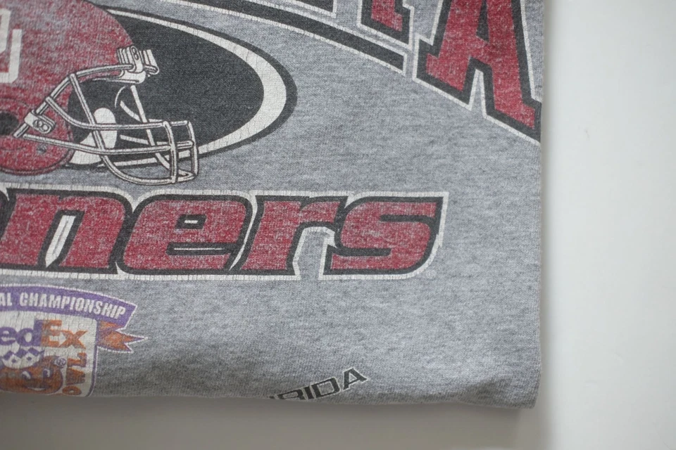 NCAA VTG 90s RETRO OU SOONERS ORANGE BOWL NATIONAL CHAMPIONSHIP GRAY T SHIRT SZL - Image 4 of 4