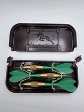Vintage Unicorn Darts Of Distinction Set W/ Green Flights W/ Broken Case -