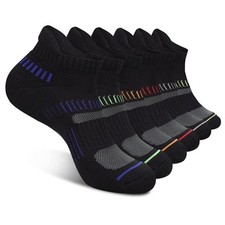 Mens Cotton Athletic Ankle Socks Performance Cushioned Breathable Low Cut Tab...