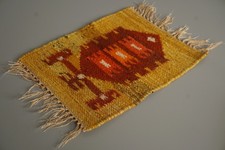 Small vintage table rug carpet 60s fish design