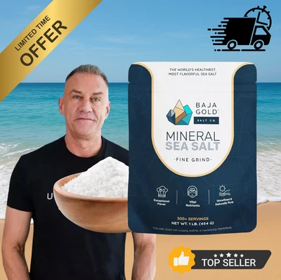 BRANDED Baja Gold Mineral Sea Salt Natural Grain Crystals 1 Lb Bag Organic Trace Mineral