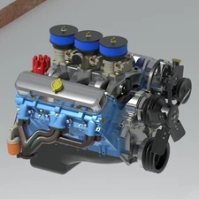 1/25 Scale Resin 3D Printed Pontiac 400-455 Tri-Power Engine with transmission