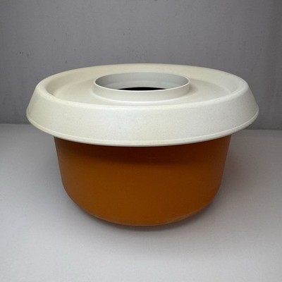 Vintage 70er Jahre TUPPERWARE orange große Kunststoff 3L Rührschüssel, kein Verschütten Mix-n-Store