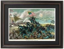 Framed Storming of Fort Wagner by Kurz and Allison. 2 Sizes. Made in USA.