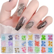6 Grids Nail Art Animal Flower Butterfly Colors Mixed Set Box Accessories Decor 