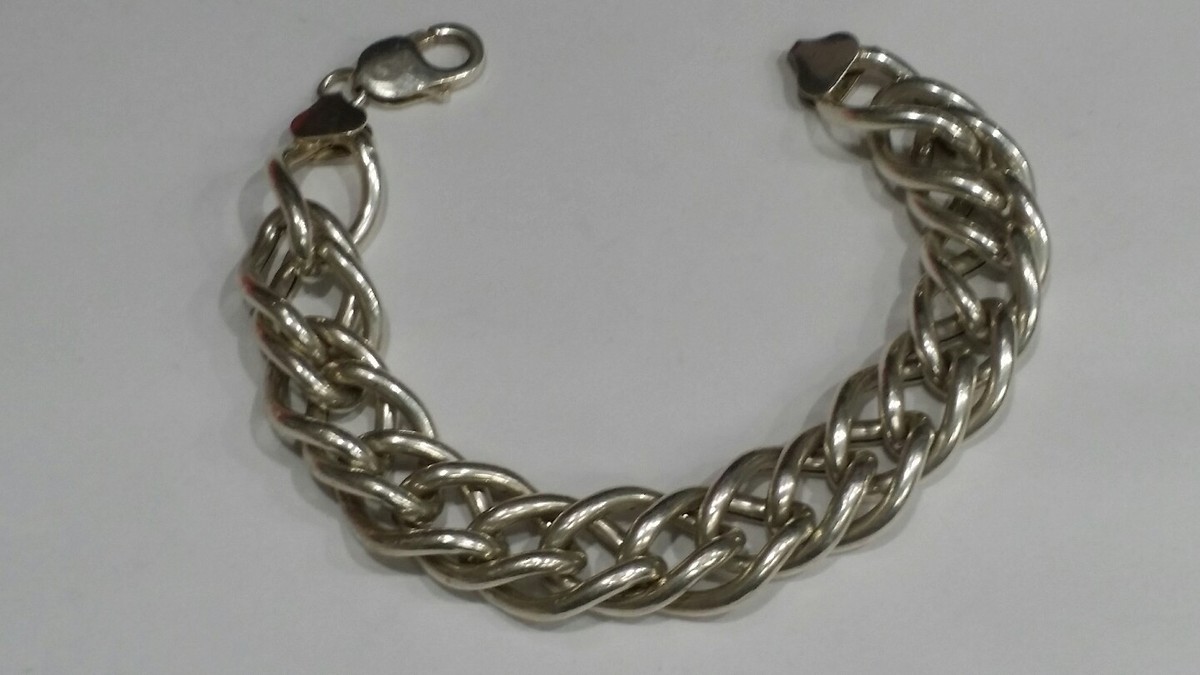 Ladies Large Sterling Silver 925 Link Bracelet | eBay