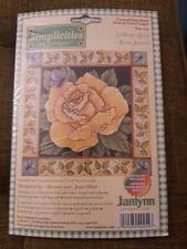 NIP Simplicities By JANLYNN Counted Cross Stitch Kit Yellow Rose Butterflies