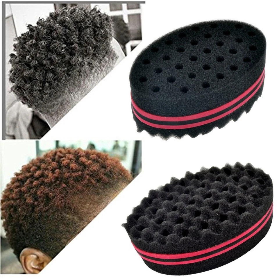 2pcs Wave Barber Sponge Hair Brush Afro Curl Twist Dreads Coil Wave Men Women US - Image 2 of 4