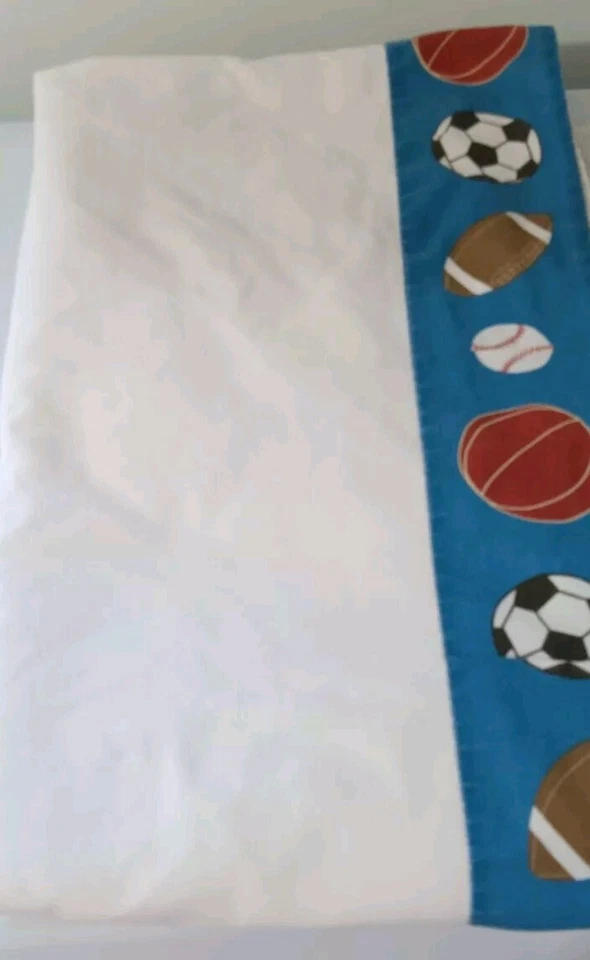 MOTIVO PELOTAS DEPORTIVAS HOJA PLANA TAMAÑO COMPLETO - BLANCO SÓLIDO CON BORDE SUPERIOR AZUL REAL Foto 3 de 4