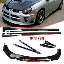 For Dodge Neon Front Bumper Lip Splitter Glossy Black Red Side Skirt Extension