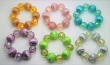 Wholesale lot Colorful fabric And acrylic ball urbanity style Stretch Bracelets