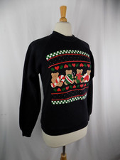 Jerzees Bear Hearts Holidays Christmas Sweatshirt Size Medium Black