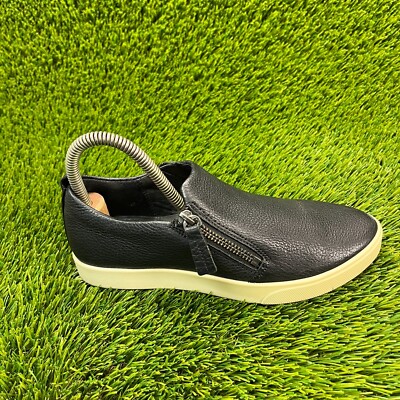 Ecco Gillian Side Zip Girls Size 4Y Black White Leather Casual Shoes Sneakers