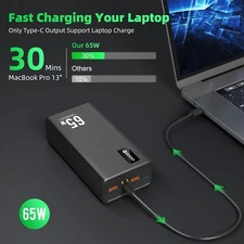 65W 50000mAh Type C PD Fast Charger Power Bank External Battery For Laptop Phone
