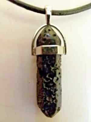 Beautiful Black Lava Rock Pendant & 17'' Necklace! FREE SHIPPING IN THE USA!