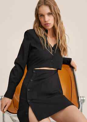 mango black cut out dress MANGO - Cutout Dress with ties Black