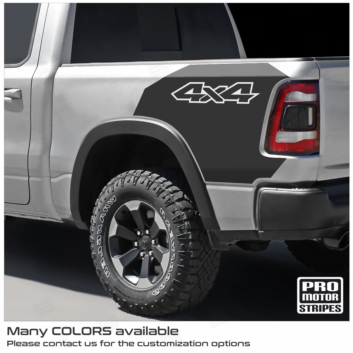 Dodge RAM 1500 Rebel 2019-2023 Rear Quarter Bed Decal 4x4 Stripe