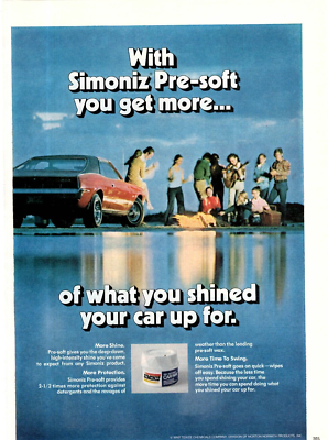 #ad #ad 1974 Print Ad Simoniz Pre soft You Get More of what you shined your car up for $9.95