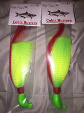 Capt. Troy’s Cobia Busters 2 Oz Chartreuse & Red Bucktail Jig Troy Perez Lot 2X