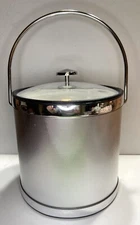 ICE BUCKET Vintage Elegance by Kraftware Silver Mesh Chrome Handle Made in USA