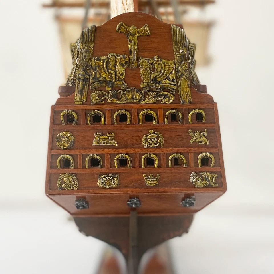 Modelo de barco vintage de madera hecho a mano para decoración del hogar, regalo de cumpleaños, exhibición de oficina Foto 3 de 3