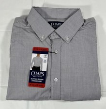 Chaps Regular Fit Button-Down Dress Shirt, Gray, Men's Medium 15-15.5 32/33 NEW
