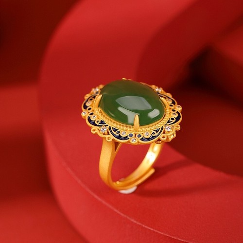 Ring Anelli Con Giada Anelli Con Giada Anello Con Giada Verde Ovale In Argento Sterling - Foto 9
