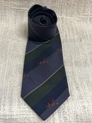 Vintage Grifoni Silk Red Duck Tie Made In Italy 61 Inch